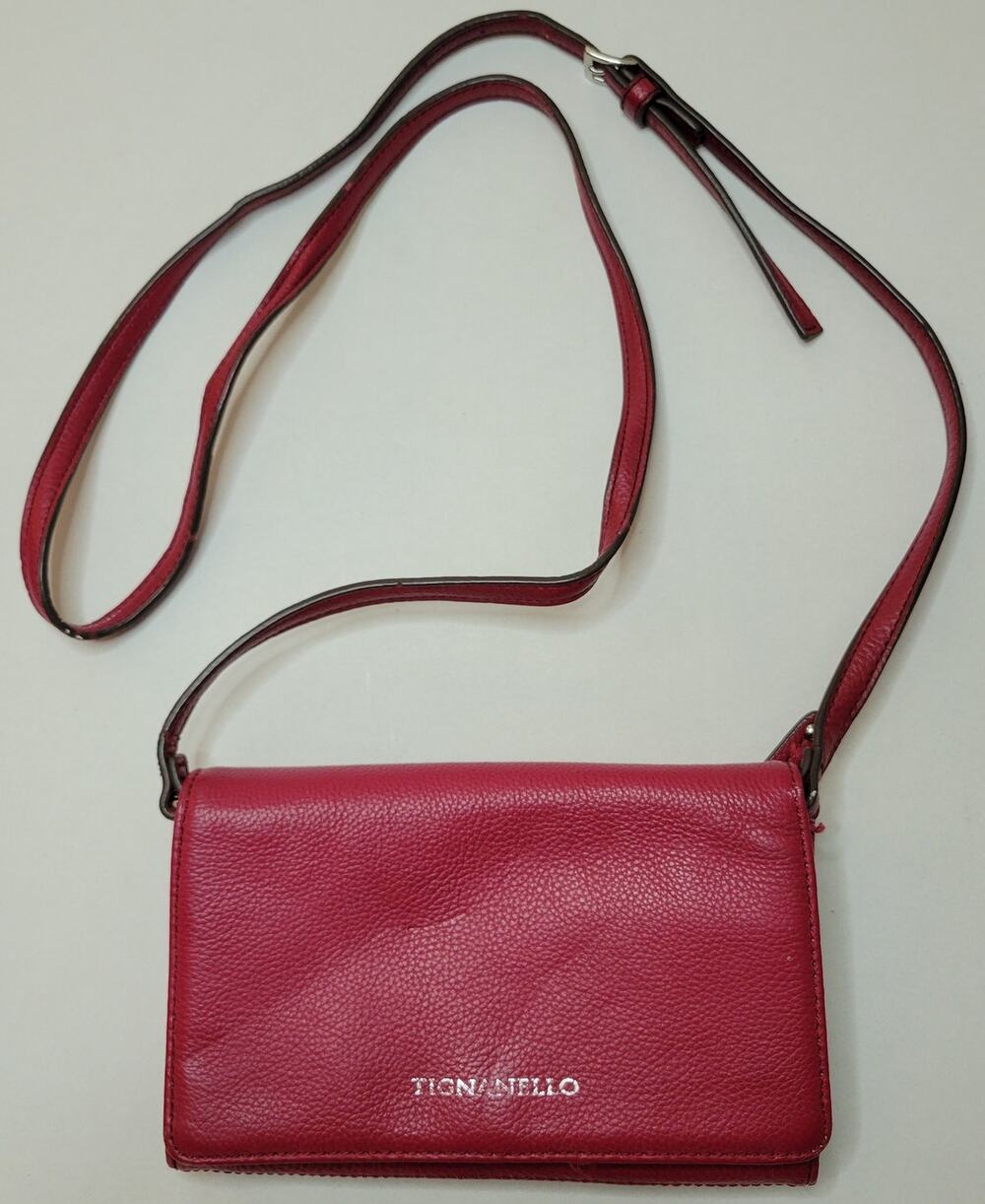 Tignanello Red Leather Cross Body Clutch Convertible Purse Adj. Remove Strap 8x5